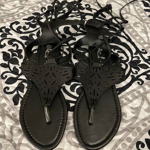 Rue21 black tie up sandals
